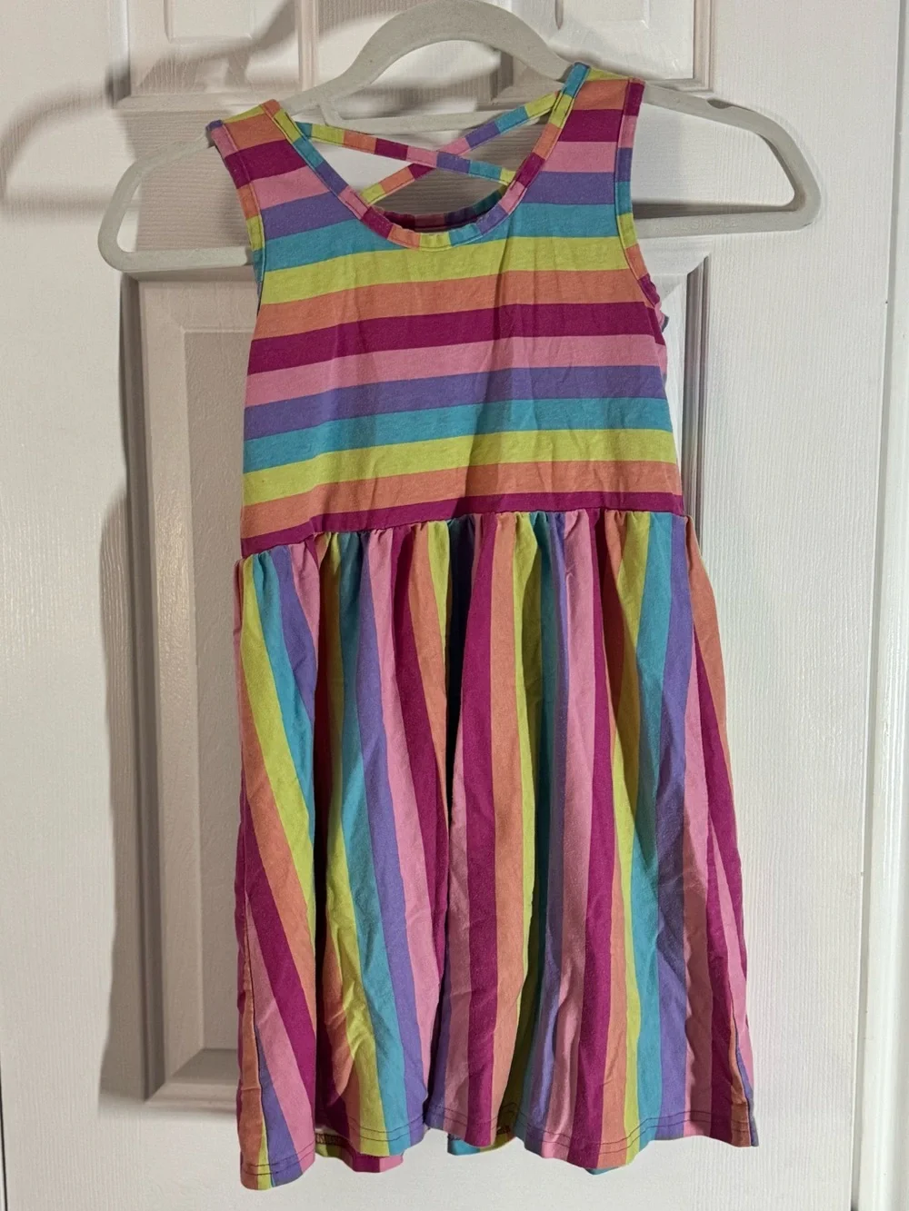 ✨5/$12 the Children’s Place rainbow Stripe Sleeveless Dress girls medium 7/8 - Picture 3 of 7